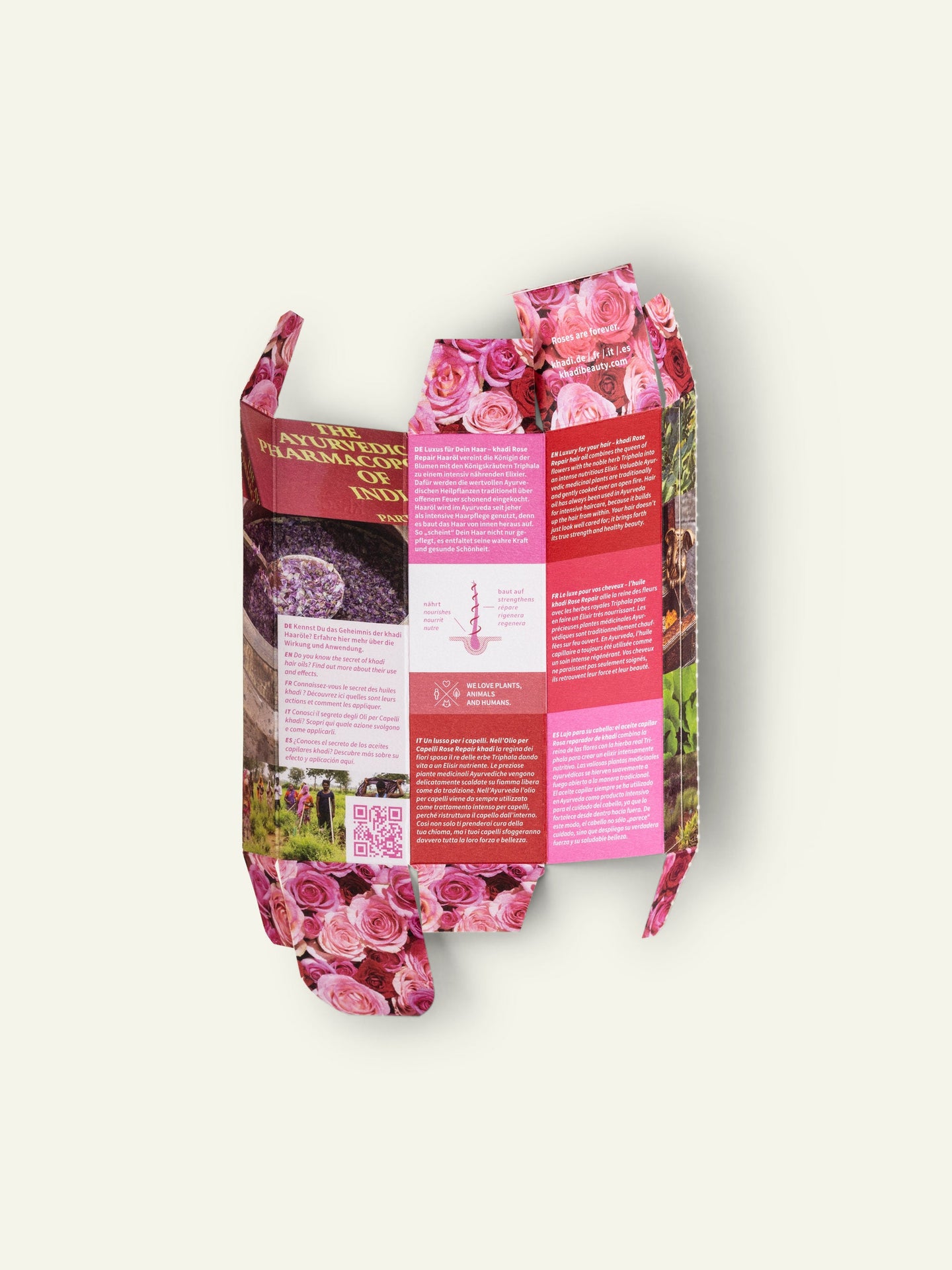 khadi Huile capillaire Rose Repair - Flacon ouvert