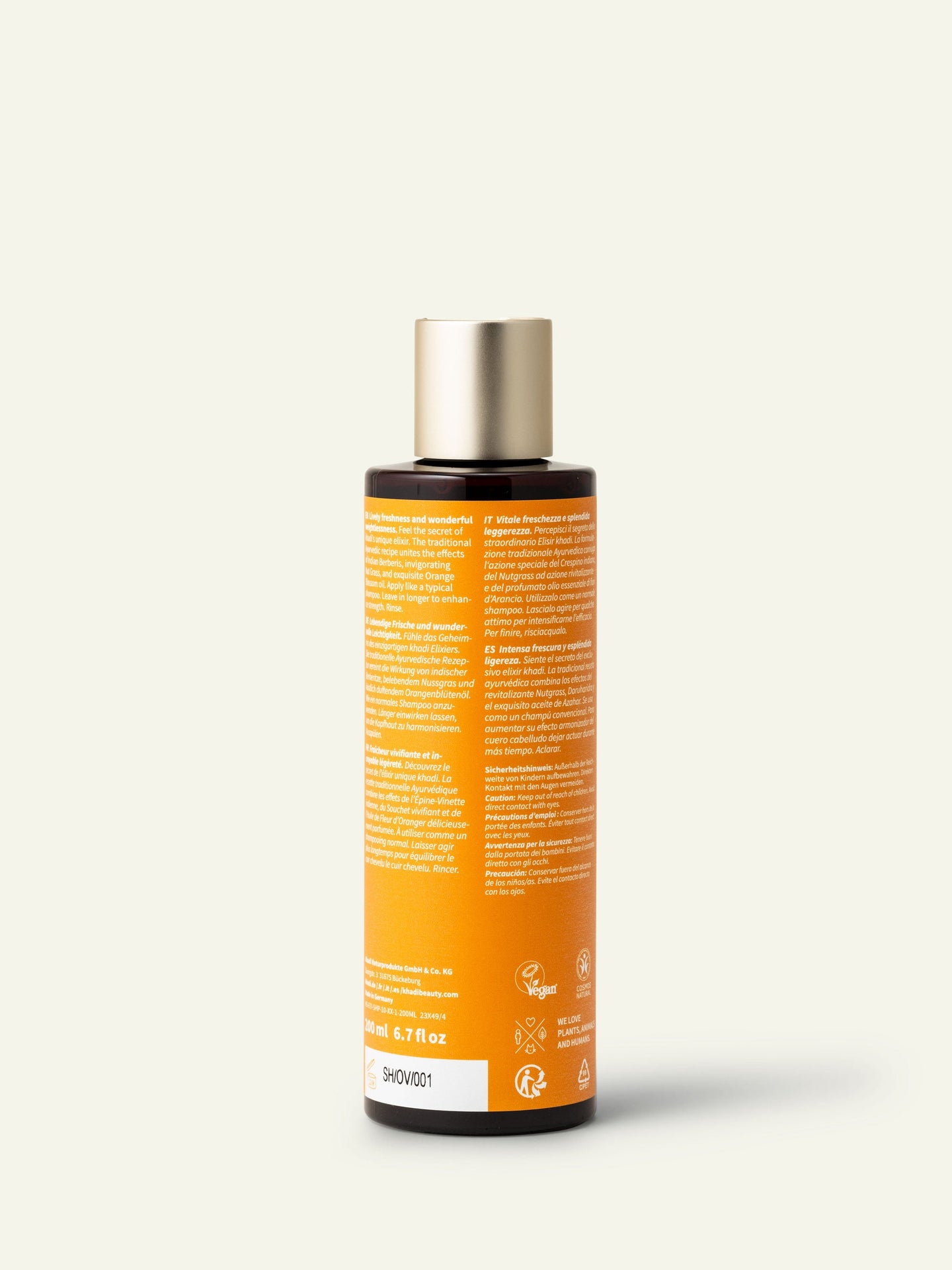 khadi Shampooing Orange Vitality - Dos du flacon