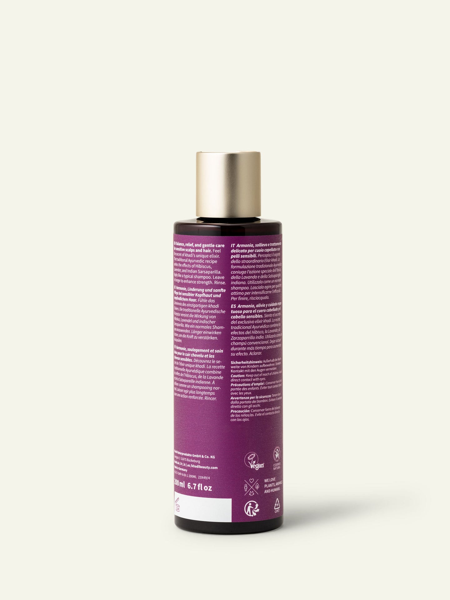 khadi Shampooing Lavender Sensitive - Dos du flacon