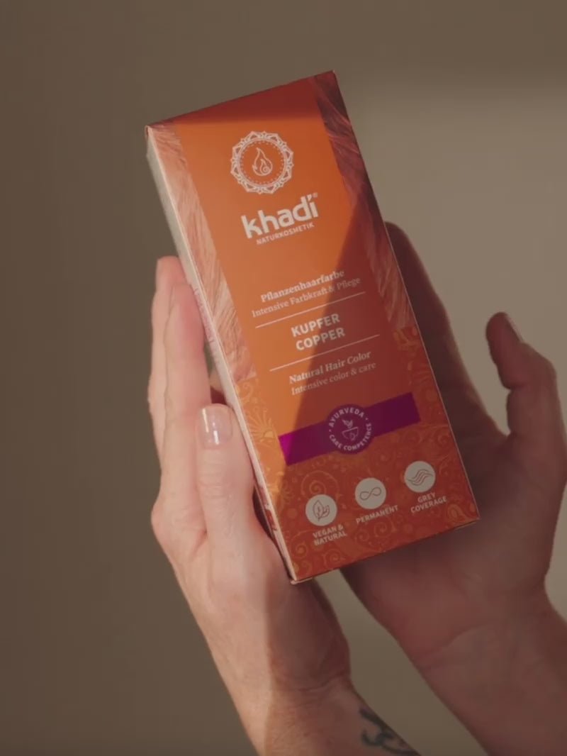 Video von Khadi Kupfer Pflanzenhaarfarbe